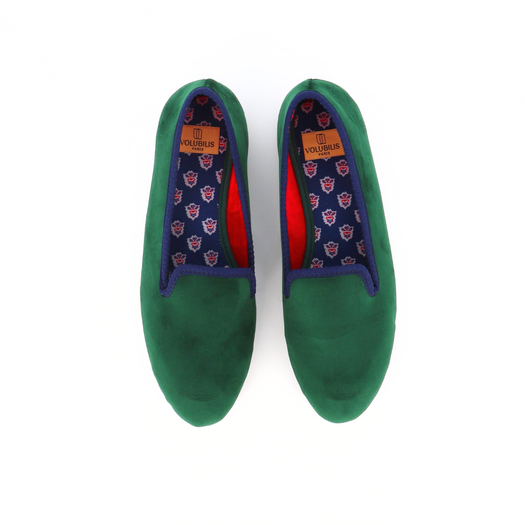 JO Slipper in Green Velvet x Les Olivades