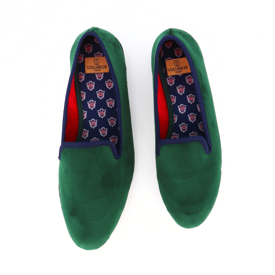 JO Slipper in Green Velvet x Les Olivades