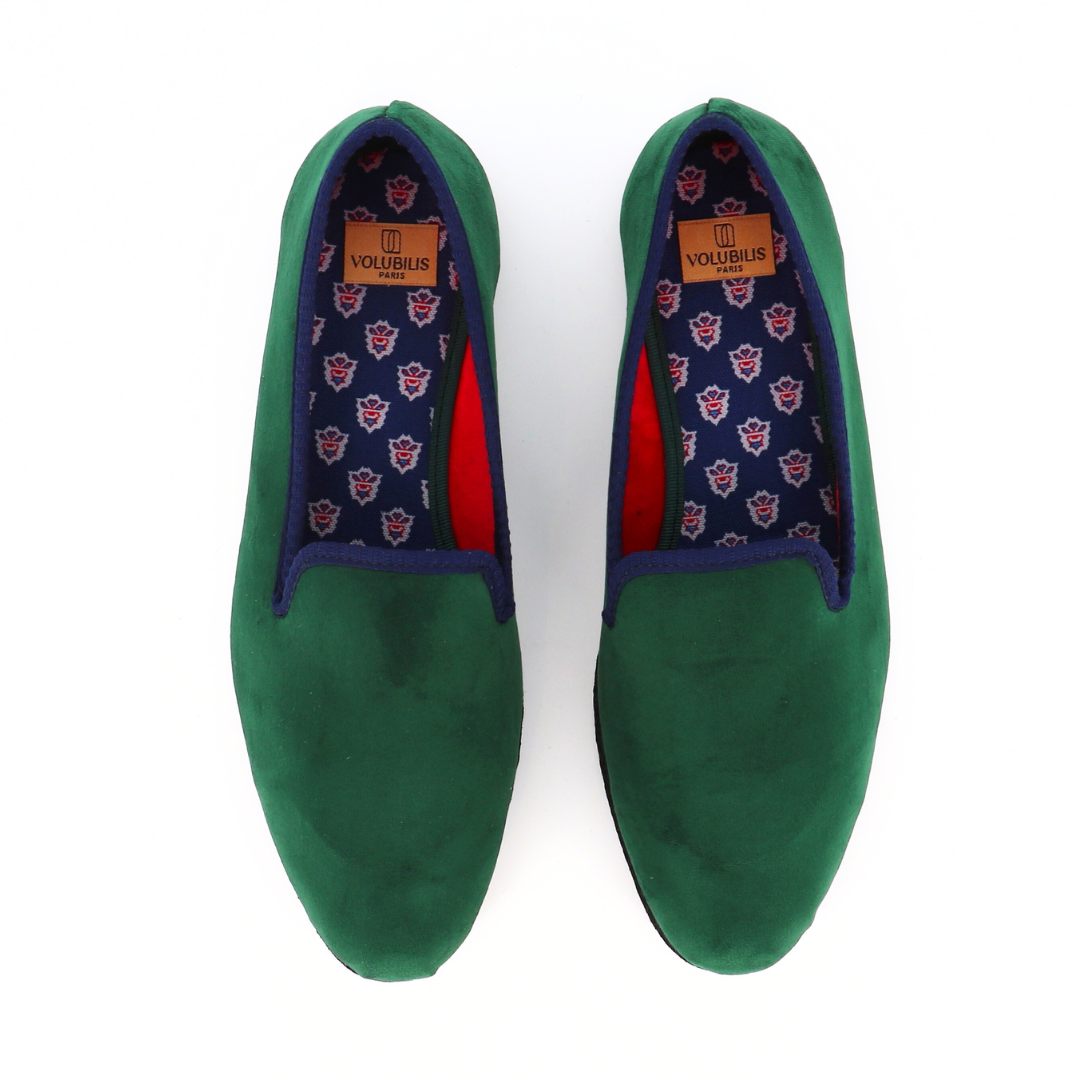 JO Slipper in Green Velvet x Les Olivades